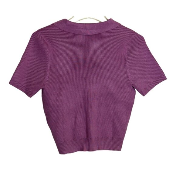 Bar III Large Short High Waist Ribbed Trim Short Tops Color Blissful Berry - Picture 4 of 8